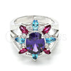 Anillo Multi Piedra 01.206.0004.1.07 Rodio Laminado, con Zirconia Cubica Multicolor, Pulido, Rodinado (Tamaño 7)