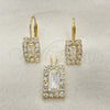 Juego de Arete y Dije de Adulto 5.057.014 Oro Laminado, con Blanca and Blanca Zirconia Cubica, Pulido, Tono Dorado