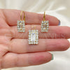 Juego de Arete y Dije de Adulto 5.057.014 Oro Laminado, con Blanca and Blanca Zirconia Cubica, Pulido, Tono Dorado