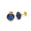 Arete Dormilona 02.09.0125 Oro Laminado, con Zafiro Azul Opal, Pulido, Tono Dorado