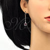 Arete Largo 02.26.0170 Rodio Laminado, con Swarovski Elements Amethyst, Pulido, Rodinado