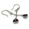 Arete Largo 02.26.0170 Rodio Laminado, con Swarovski Elements Amethyst, Pulido, Rodinado