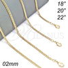Gargantilla Basica 04.213.0073.22 Oro Laminado, Pulido, Tono Dorado (02 MM Thickness, 22 Inches Length)