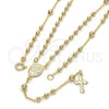 Rosario Fino 09.09.0010.18 Oro Laminado, Diseño de Caridad del Cobre y Crucifijo, Pulido, Tono Dorado