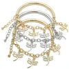 Pulsera de Dije 03.63.1821.1.08 Oro Laminado, Diseño de Libélula y Hueco, Diamantado, Tres Tonos (05 MM Thickness, 8 Inches Length)