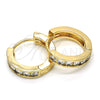 Argolla Huggie 02.99.0029.3.20 Oro Laminado, con Blanca Zirconia Cubica, Pulido, Tono Dorado