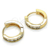 Argolla Huggie 02.99.0029.3.20 Oro Laminado, con Blanca Zirconia Cubica, Pulido, Tono Dorado