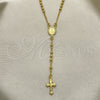 Rosario Fino 09.02.0040.1.18 Oro Laminado, Diseño de Medalla Milagrosa y Crucifijo, Pulido, Tono Dorado