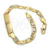 Pulsera con Placa 03.63.1847.08 Oro Laminado, Pulido, Tono Dorado (05 MM Thickness, 8 Inches Length)