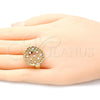 Anillo Elegante 01.100.0009.07 Oro Laminado, Pulido, Tres Tonos (Size 7)