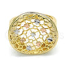 Anillo Elegante 01.100.0009.08 Oro Laminado, Pulido, Tres Tonos (Size 8)
