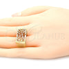 Anillo Elegante 01.100.0010.07 Oro Laminado, Pulido, Tres Tonos (Size 7)