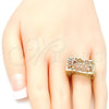 Anillo Elegante 01.100.0010.07 Oro Laminado, Pulido, Tres Tonos (Size 7)