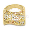 Anillo Elegante 01.100.0010.08 Oro Laminado, Pulido, Tres Tonos (Size 8)