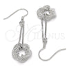 Arete Largo 02.183.0029 Plata Rodinada, Diseño de Flor, Pulido, Rodinado