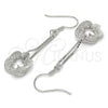 Arete Largo 02.183.0029 Plata Rodinada, Diseño de Flor, Pulido, Rodinado