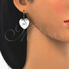Arete Colgante 02.183.0033 Plata Rodinada, Diseño de Corazón, Pulido, Rodinado
