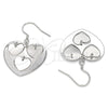 Arete Colgante 02.183.0033 Plata Rodinada, Diseño de Corazón, Pulido, Rodinado