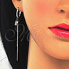 Arete Largo 02.186.0090 Plata Rodinada, Diseño de Mariposa, Pulido, Rodinado