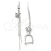 Arete Largo 02.186.0090 Plata Rodinada, Diseño de Mariposa, Pulido, Rodinado