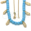 Collares con Dije 04.32.0008.1.18 Oro Laminado, Diseño de Búho y Cola de Raton, Resinado Azul, Tono Dorado (18 Inches Length)