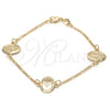 Pulsera Elegante 03.32.0131.07 Oro Laminado, Diseño de Espíritu Santo y Pave Figaro, Pulido, Tono Dorado (7 Inches Length)