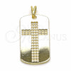 Dije Religioso 05.09.0066 Oro Laminado, Diseño de Cruz, Pulido, Tono Dorado