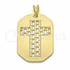 Dije Religioso 05.09.0067 Oro Laminado, Diseño de Cruz, Pulido, Tono Dorado