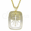 Dije Religioso 05.09.0068 Oro Laminado, Diseño de Cruz, Pulido, Tono Dorado