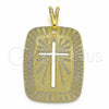 Dije Religioso 05.09.0068 Oro Laminado, Diseño de Cruz, Pulido, Tono Dorado