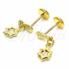 Arete Dormilona 02.09.0164 Oro Laminado, Diseño de Estrella, Pulido, Tono Dorado