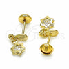 Arete Dormilona 02.09.0164 Oro Laminado, Diseño de Estrella, Pulido, Tono Dorado