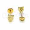 Arete Dormilona 02.09.0166 Oro Laminado, Diseño de Búho, Pulido, Tono Dorado