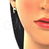 Arete Dormilona 02.09.0171 Oro Laminado, Diseño de Delfín, con Blanca Zirconia Cubica, Pulido, Tono Dorado