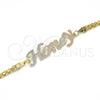 Pulsera Elegante 03.63.1971.1.08 Oro Laminado, Pulido, Tres Tonos (04 MM Thickness, 8 Inches Length)