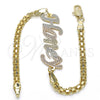 Pulsera Elegante 03.63.1971.1.08 Oro Laminado, Pulido, Tres Tonos (04 MM Thickness, 8 Inches Length)