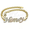 Pulsera Elegante 03.63.1971.1.08 Oro Laminado, Pulido, Tres Tonos (04 MM Thickness, 8 Inches Length)