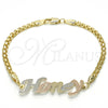 Pulsera Elegante 03.63.1971.1.08 Oro Laminado, Pulido, Tres Tonos (04 MM Thickness, 8 Inches Length)