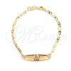 Pulsera con Placa 03.32.0159.06 Oro Laminado, Diseño de Mariquita y Mariner, Pulido, Tono Dorado