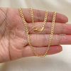 Gargantilla Basica 04.32.0018.22 Oro Laminado, Diseño de Cubana Pave, Pulido, Tono Dorado (03 MM Thickness, 22 Inches Length)