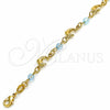 Pulsera Elegante 03.32.0218.07 Oro Laminado, Diseño de Delfín, con Aguamarina Cristal, Pulido, Tono Dorado (7 Inches Length)