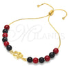 Pulsera Bolo Ajustable 03.32.0229.07 Oro Laminado, Diseño de Elefante y Snake, con Negro and Granate Opal, Pulido, Tono Dorado (7 Inches Length)