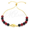 Pulsera Bolo Ajustable 03.32.0229.07 Oro Laminado, Diseño de Elefante y Snake, con Negro and Granate Opal, Pulido, Tono Dorado (7 Inches Length)