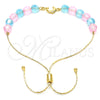 Pulsera Bolo Ajustable 03.32.0235.07 Oro Laminado, Diseño de Delfín y Snake, con Aguamarina and Rosado Cristal, Pulido, Tono Dorado (7 Inches Length)