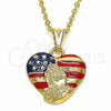 Dije Religioso 03.32.0241 Oro Laminado, Diseño de Corazón y Mano de Dios, Pulido, Tono Dorado