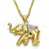 Dije Elegante 03.32.0268 Oro Laminado, Diseño de Elefante, Pulido, Dos Tonos