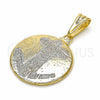 Dije Elegante 05.32.0063 Oro Laminado, Diseño de Ancla, Pulido, Dos Tonos