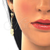 Arete Largo 02.32.0547 Oro Laminado, Diseño de Búho, Pulido, Tono Dorado