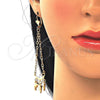 Arete Largo 02.32.0550 Oro Laminado, Diseño de Delfín y Rolo, Pulido, Tono Dorado