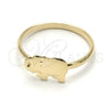 Anillo Elegante 01.09.0002.07 Oro Laminado, Diseño de Elefante, Pulido, Tono Dorado (Size 7)